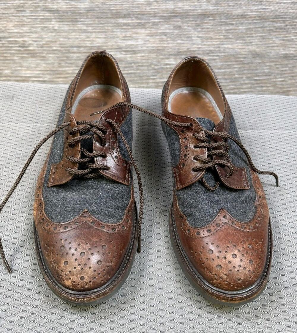 Brunello Cucinelli Shoes Mens Size 9 Brown Leather Wingtip Brogue Oxford Italy
